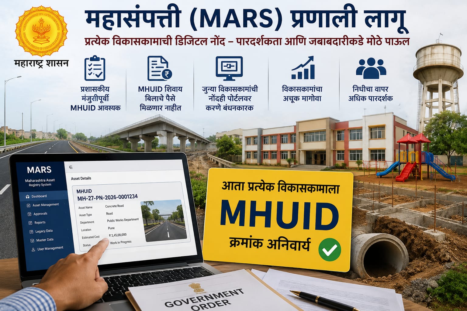 राज्यातील प्रत्येक विकासकामाला आता MHUID क्रमांक राज्यातील प्रत्येक विकासकामाला आता MHUID क्रमांक